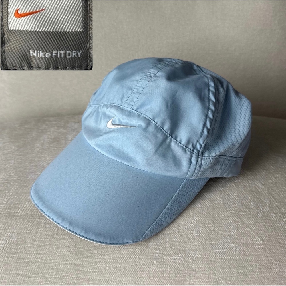 Vintage Nike Fit Dry 7 Panel Hat Tailwind Lightweight Running Strap Back Cap Y2K